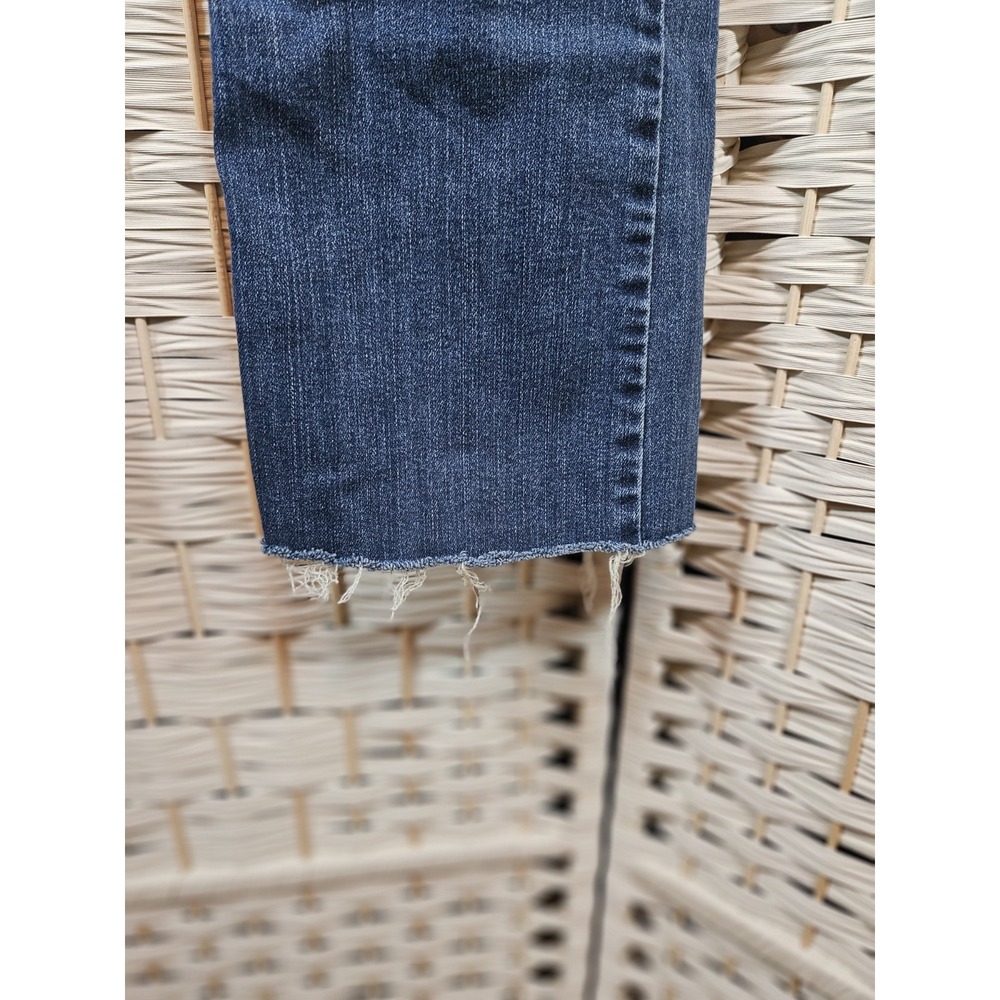 Arizona Bootcut Womens Sz 7 Long Blue Denim Cotton Stretch Raw Hem Western - Picture 3 of 12